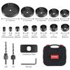 Image 4 : Hychika 19PC Hole Saw Kit w/ 13PC Saw Blades, 2 Drill Bits, 2 Mandrels, etc. - NEW
