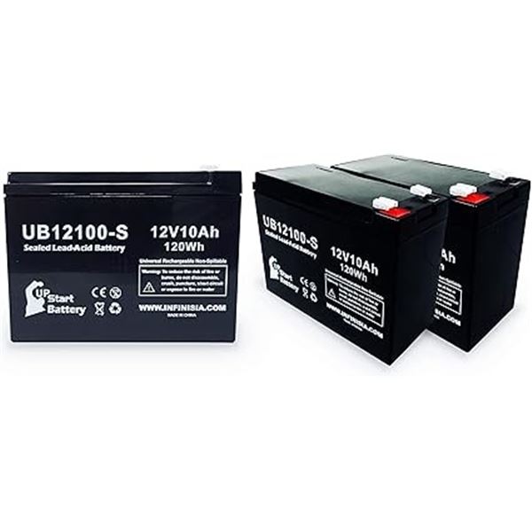 3-Pack of Upstart UB12100-S Sealed Lead-Acid 12V 10Ah Batteries - New Sealed!
