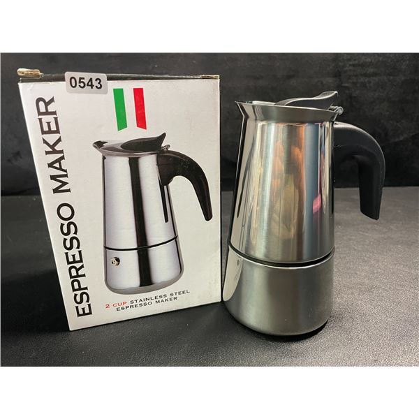 1 Stainless Steel Espresso Maker; 2-Cup Capacity - New