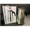 Image 1 : 1 Stainless Steel Espresso Maker; 2-Cup Capacity - New