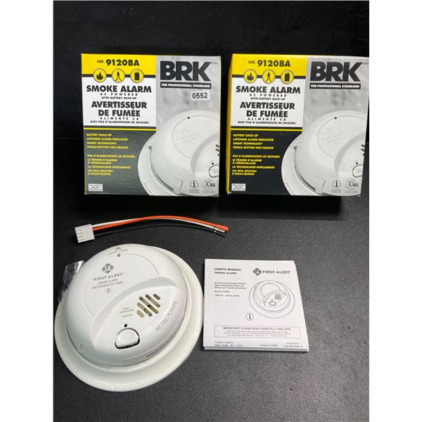 2 BRK 9120BA Hardwired Smoke Alarms for Home with Battery Backup - Brand New!