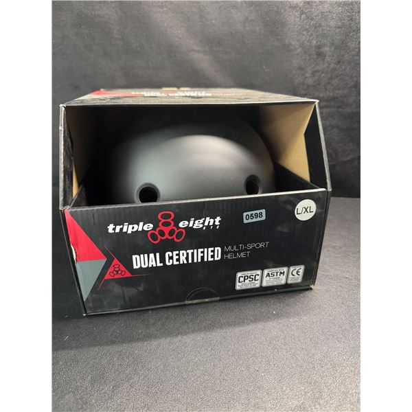 1 Triple Eight Black Dual Certified Multi Sport Helmet (Size L/XL) - New