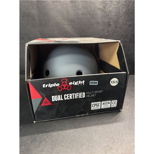 1 Triple Eight Grey Dual Certified Multi Sport Helmet (Size XS/S) - New