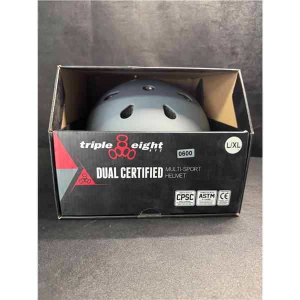 1 Triple Eight Grey Dual Certified Multi Sport Helmet (Size L/XL) - New
