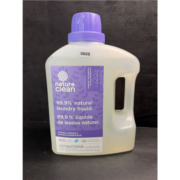1 Nature Clean 99.9% Natural Hypoallergenic Laundry Detergent - 100 Loads 3L - New