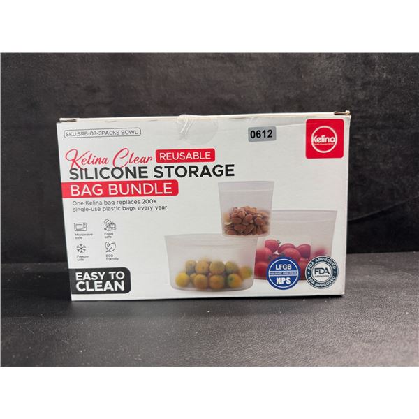 1 Kelina Clear Reusable Silicone Storage Bags 3PCS - New