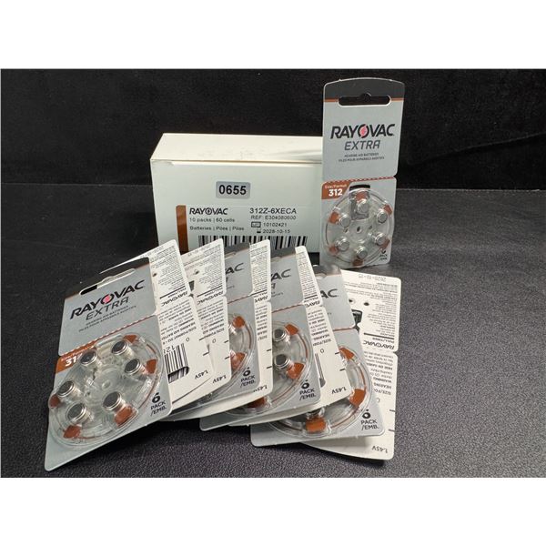 1 Box of Rayovac Size 312 Batteries - 10 Packs 60 Cells - New