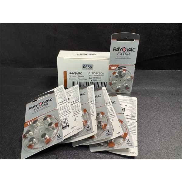 1 Box of Rayovac Size 312 Batteries - 10 Packs 60 Cells - New
