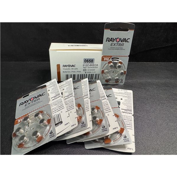 1 Box of Rayovac Size 312 Batteries - 10 Packs 60 Cells - New