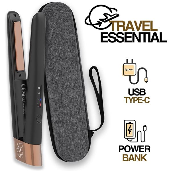 1 SupSilk Vital On-The-Go Portable Cordless/Rechargeable Hair Straightener w/ Case - Brand New!