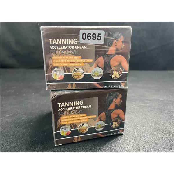 2 Tanning Acceleration Creams - Soft Brown - Suitable for All Skin Types - New Sealed