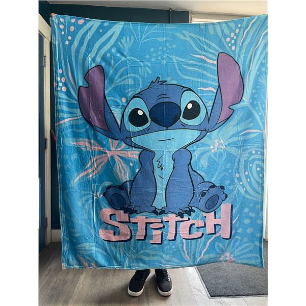 1 Disney Stitch Throw Blanket - 50 x 60 inch - Blue - Brand New