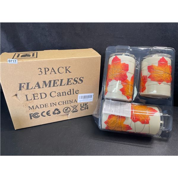 3-Pack of LED Flameless Candles with Remote Control - Maple Leaf Design - New in Box