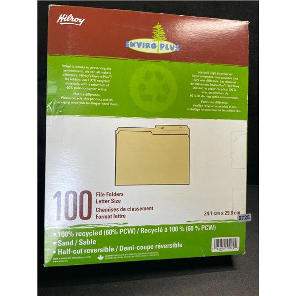 Hilroy Enviro Plus 100-Pack of File Folders - Letter Size - Sand Colour - New