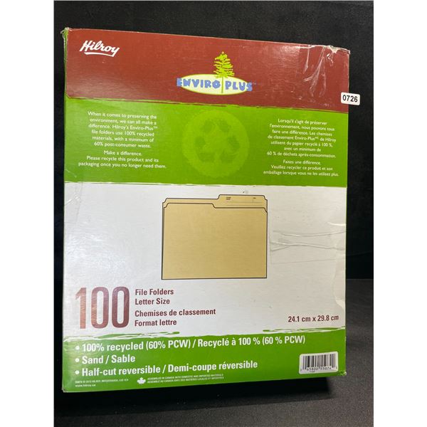Hilroy Enviro Plus 100-Pack of File Folders - Letter Size - Sand Colour - New
