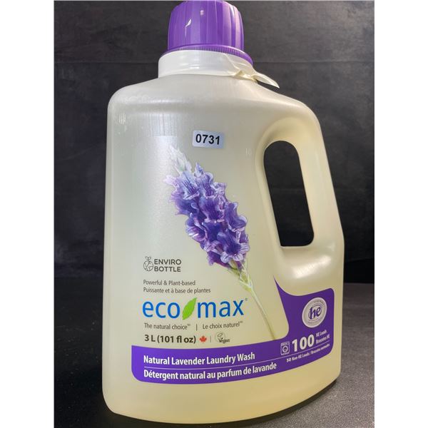 1 Jug of Eco Max Powerful & Plant-Based Natural Lavender Laundry Wash - 3L/100 Loads - New