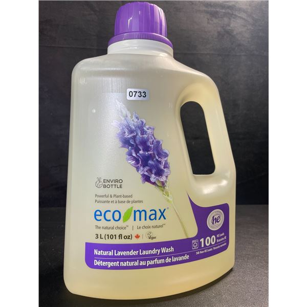 1 Jug of Eco Max Powerful & Plant-Based Natural Lavender Laundry Wash - 3L/100 Loads - New