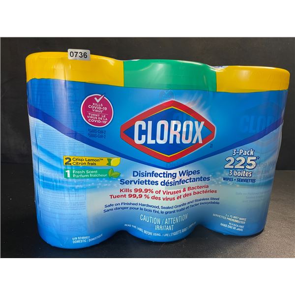 3-Pack Clorox Disinfecting Wipes - 3 Tubs x 75 Wet Wipes Each (2x Crisp Lemon, 1x Fresh Scent) - New