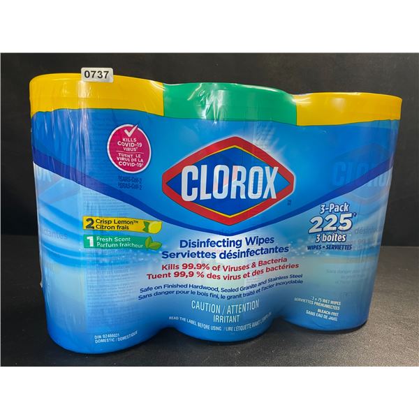 3-Pack Clorox Disinfecting Wipes - 3 Tubs x 75 Wet Wipes Each (2x Crisp Lemon, 1x Fresh Scent) - New