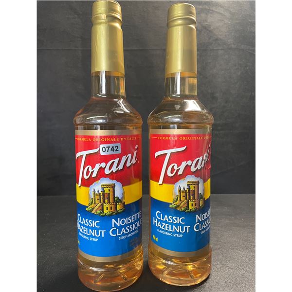 2 Torani Classic Hazelnut Naturally Flavored Syrups; 750ml Each - BB: FEB 01/2027 - New