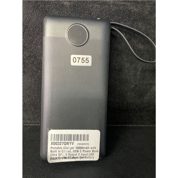 1 VRURC 10,000mAh Portable Power Bank/Charger w/ Built-In Charging Cords - No Box/Open Box