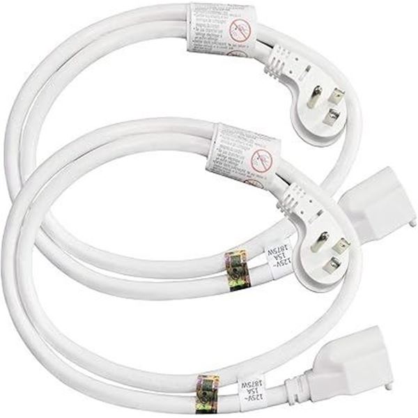 Firmerst 2-Pack of 3FT Extension Cords with Flat Plugs -White - 14AWG - Brand New!