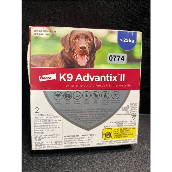 1 Box of K9 Advantix II Flea & Tick Treatment for Extra Large Dogs (Over 25kg) 2 Monthly Doses; New
