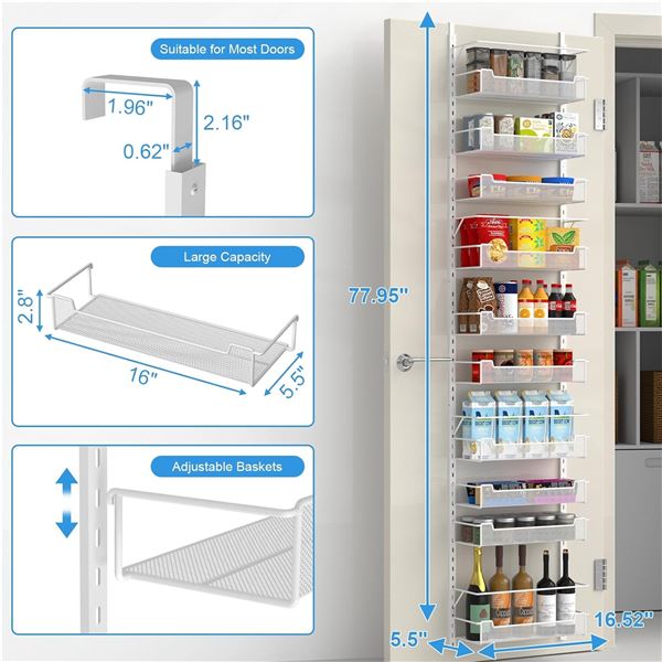 1 VyGrow 10-Tier Over-The-Door Pantry Organizer/Spice Rack Organizer for Pantry - New in Box!