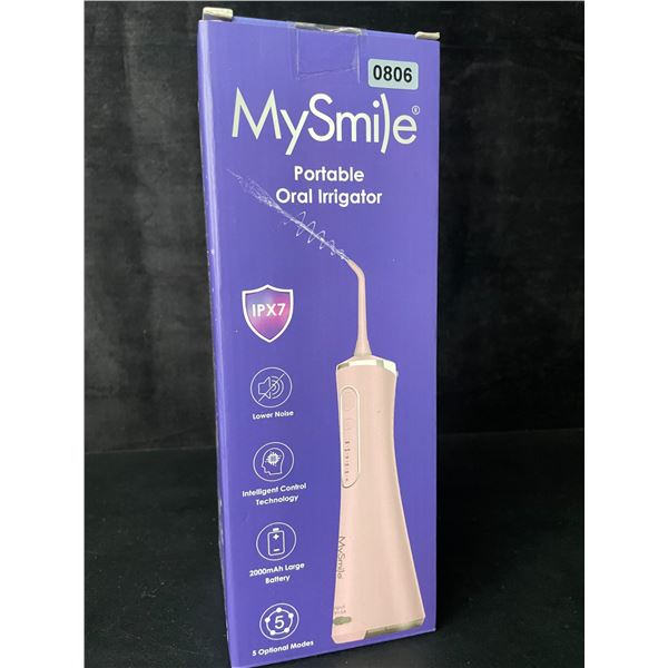 1 MySmile Portable Water Flosser/Oral Irrigator - Cordless/Rechargeable; Pink - New