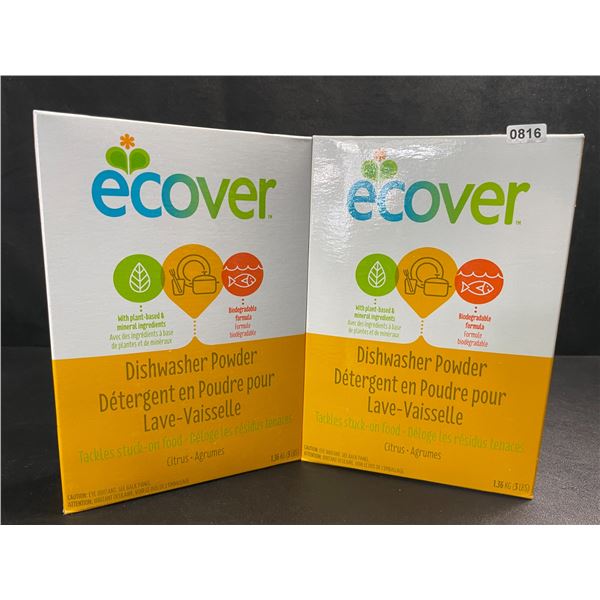 2 Boxes of Ecover Natural Plant-Based Dishwasher Powder - Citrus - 1.36kg - New Sealed