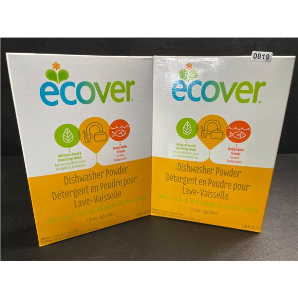 2 Boxes of Ecover Natural Plant-Based Dishwasher Powder - Citrus - 1.36kg - New Sealed
