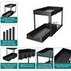 Image 3 : 2-Pack of Under The Sink Organizers - 2-Tier Sliding Cabinet Organizers (Black) - New