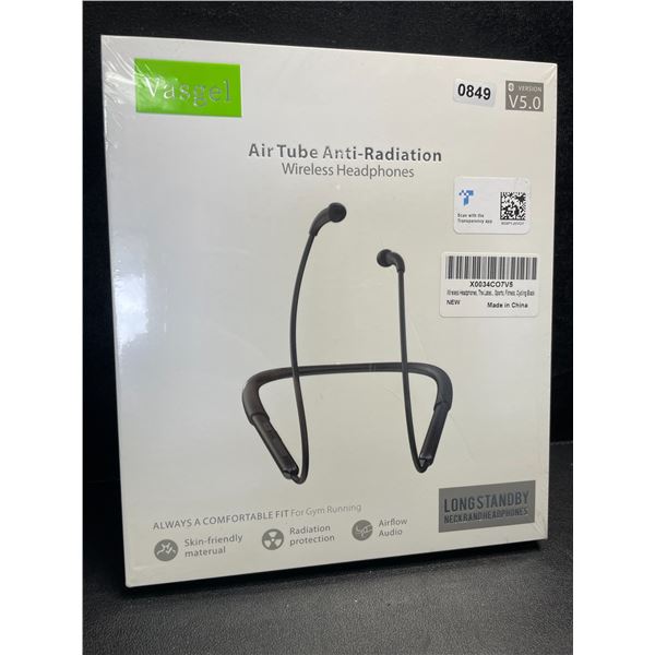 1 Pair of Vasgel Wireless Bluetooth 5.0 Sport Headphones; Wrap-Around Neck Design - New Sealed