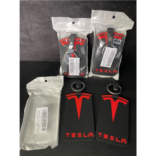 3 2-Packs of Tesla Silicone Key Card Holders - Black/Red - New