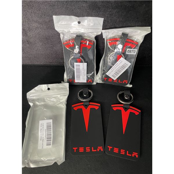 3 2-Packs of Tesla Silicone Key Card Holders - Black/Red - New