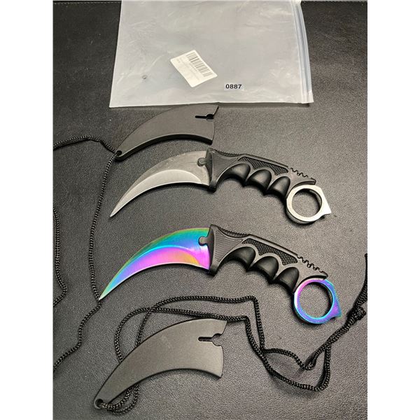 2 Fixed-Blade Karambit Knives - New