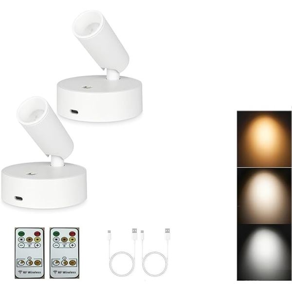2-Pack of Rechargeable Cordless LED Spot Light Wall Lamps - New