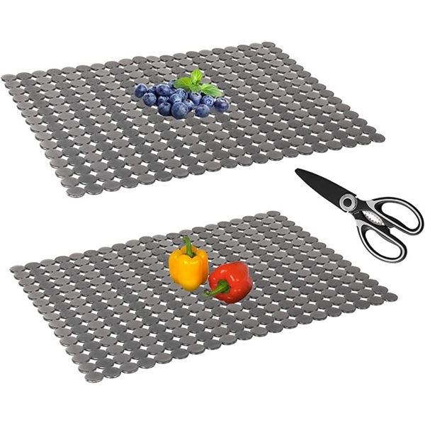 2-Pack of Kitchen Sink Mats; Fast Draining/Easy Clean Mats - Cut To Size (15.7" x 11.8") - New