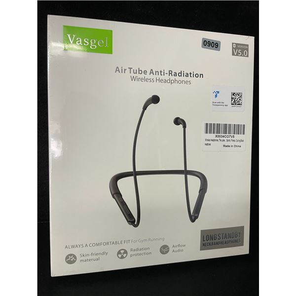 1 Pair of Vasgel Wireless Bluetooth 5.0 Sport Headphones; Wrap-Around Neck Design - New Sealed
