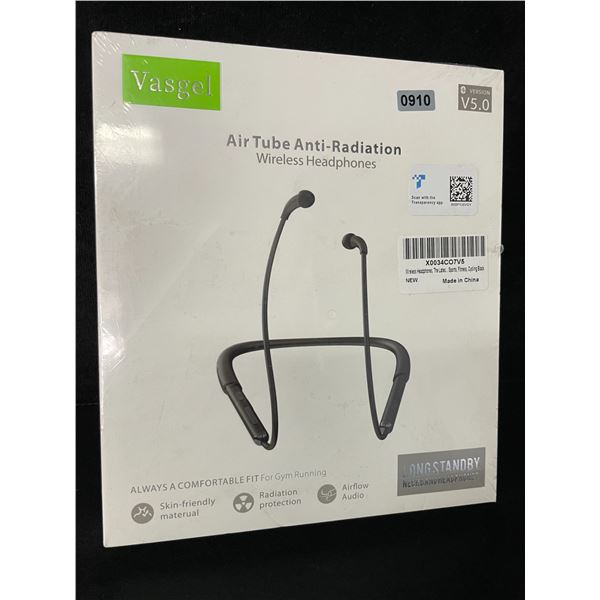1 Pair of Vasgel Wireless Bluetooth 5.0 Sport Headphones; Wrap-Around Neck Design - New Sealed