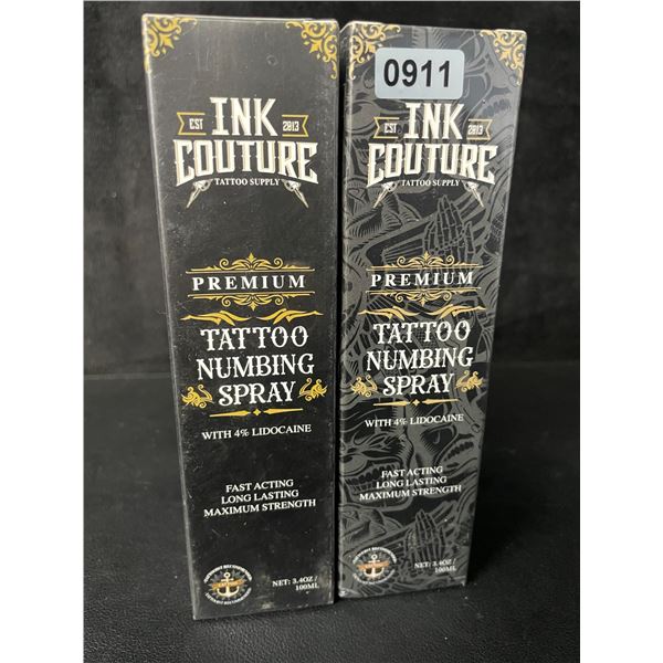 2 Ink Couture Premium Tattoo Numbing Sprays w/ 4% Lidocaine - 100ml Each - New
