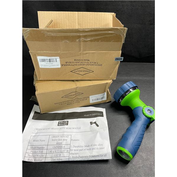 2 Green Mount Heavy Duty Hose Nozzles - New in Box