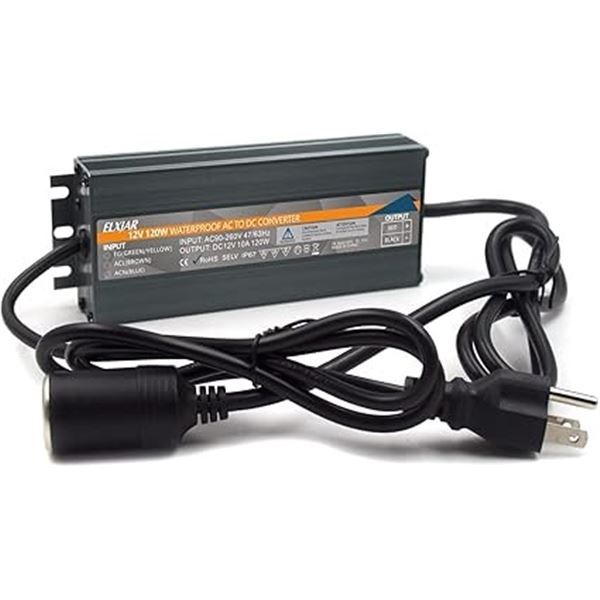 1 Elxjar 12V 120W Waterproof AC to DC Converter - Brand New!