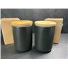 Image 1 : 2 Ceramic Black Storage Cannisters with Bamboo Lids (700ml) 6" Black; Airtight Food Storage - New