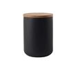 Image 4 : 2 Ceramic Black Storage Cannisters with Bamboo Lids (700ml) 6" Black; Airtight Food Storage - New