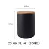 Image 5 : 2 Ceramic Black Storage Cannisters with Bamboo Lids (700ml) 6" Black; Airtight Food Storage - New