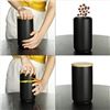 Image 6 : 2 Ceramic Black Storage Cannisters with Bamboo Lids (700ml) 6" Black; Airtight Food Storage - New
