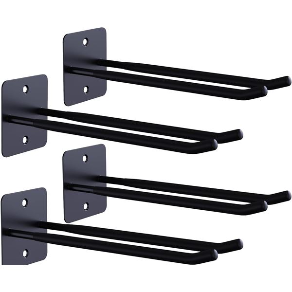 4-Pack of Heavy Duty Large Garage Utility Hooks (12.2" Size) - Wall Mount Hooks; Black - New