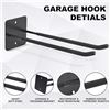 Image 8 : 4-Pack of Heavy Duty Large Garage Utility Hooks (12.2" Size) - Wall Mount Hooks; Black - New