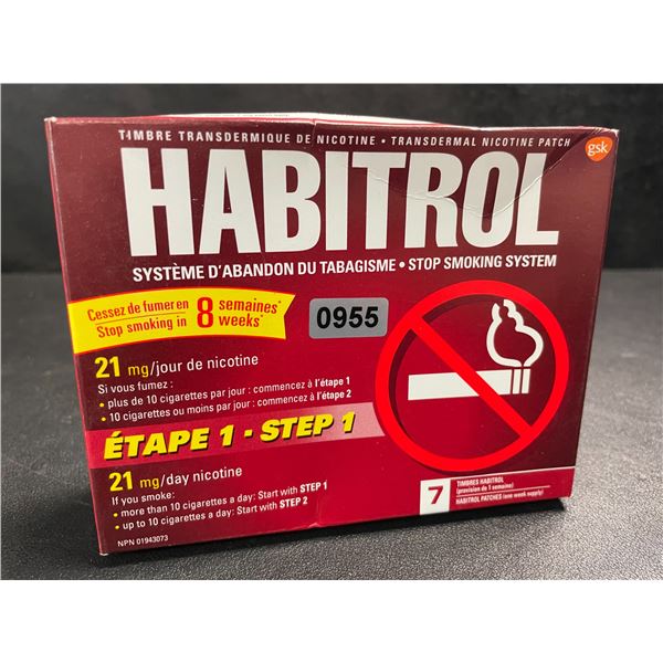 1 Box of Habitrol Transdermal Nicotine Patches For Quitting Smoking - Step1 (7 Patches) - New
